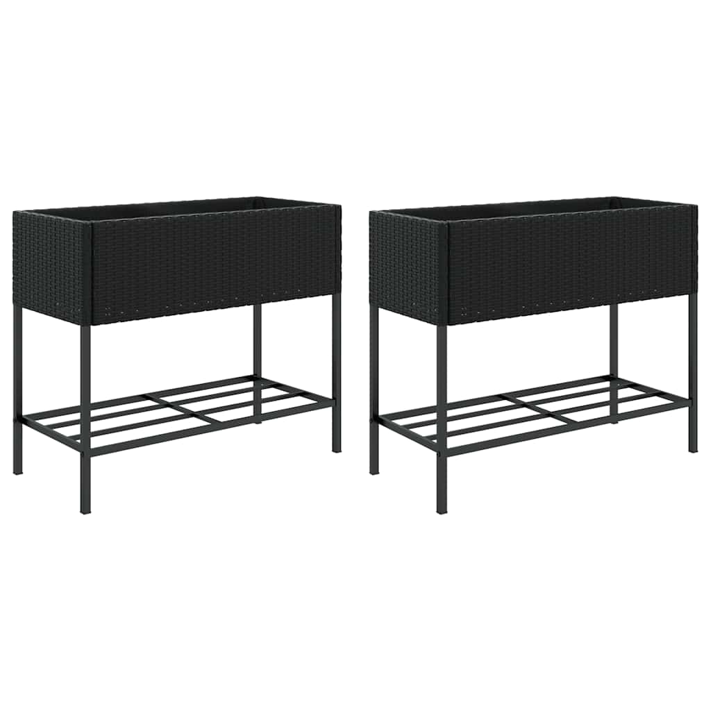 Hochbeete Mit Ablage 2 Stk. 90X40X75 Cm Poly Rattan
