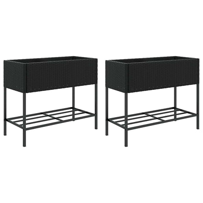 Hochbeete Mit Ablage 2 Stk. 90X40X75 Cm Poly Rattan