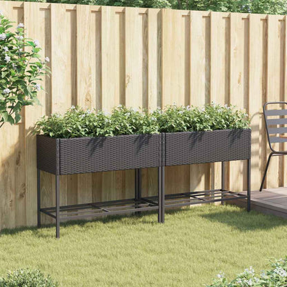 Hochbeete Mit Ablage 2 Stk. 90X40X75 Cm Poly Rattan