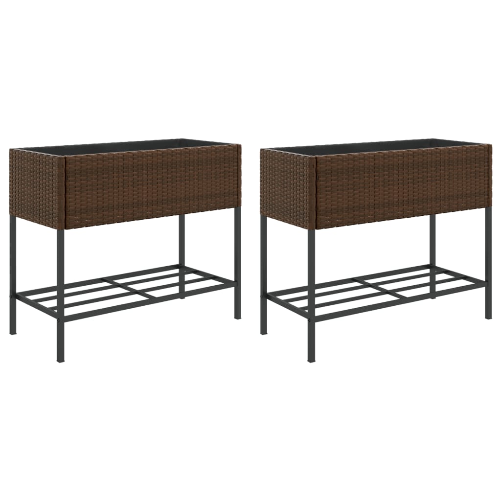 Hochbeete Mit Ablage 2 Stk. 90X40X75 Cm Poly Rattan