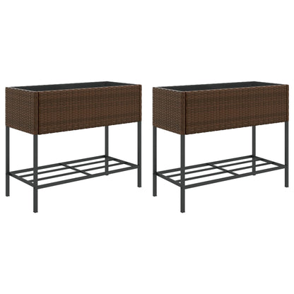 Hochbeete Mit Ablage 2 Stk. 90X40X75 Cm Poly Rattan