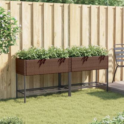 Hochbeete Mit Ablage 2 Stk. 90X40X75 Cm Poly Rattan