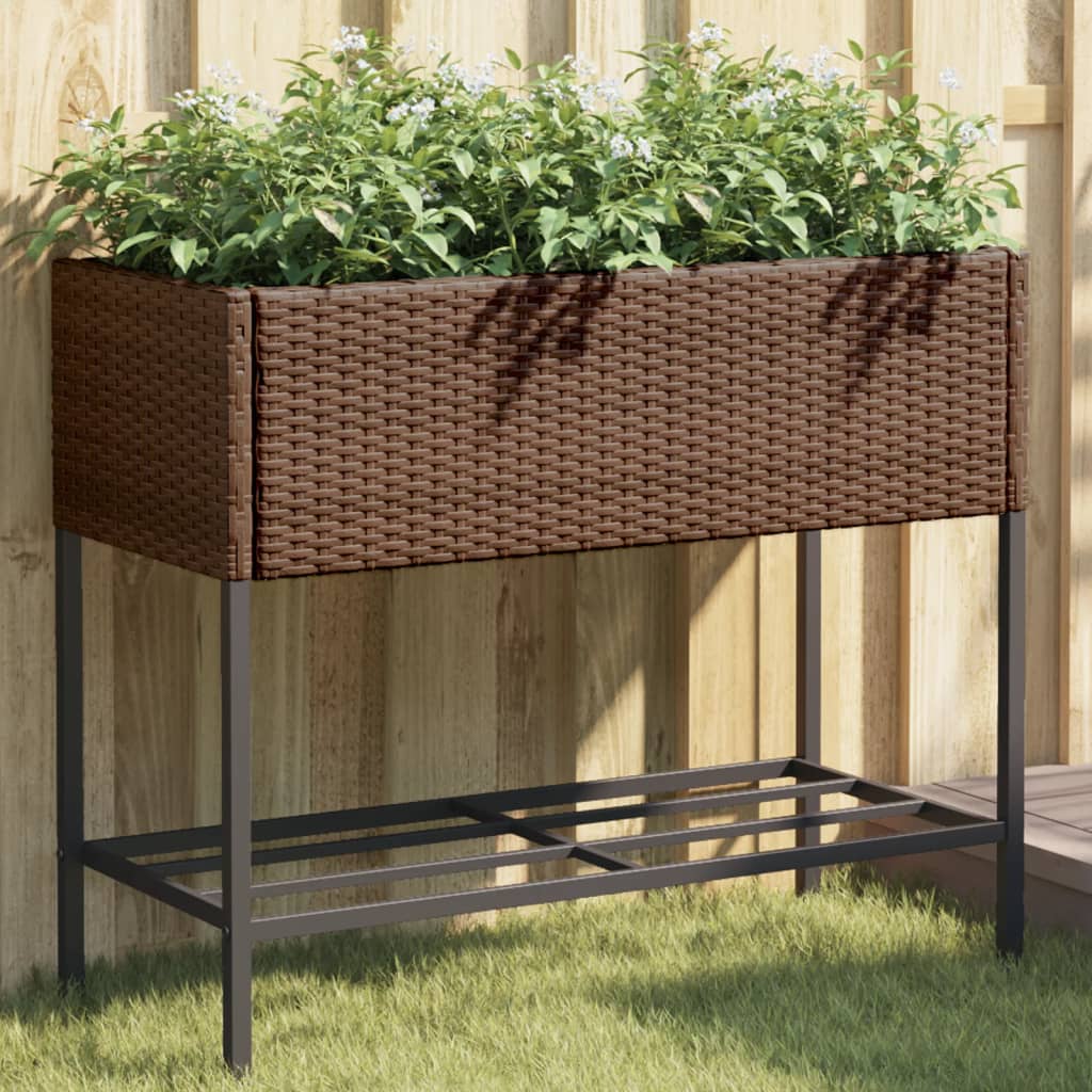 Hochbeete Mit Ablage 2 Stk. 90X40X75 Cm Poly Rattan