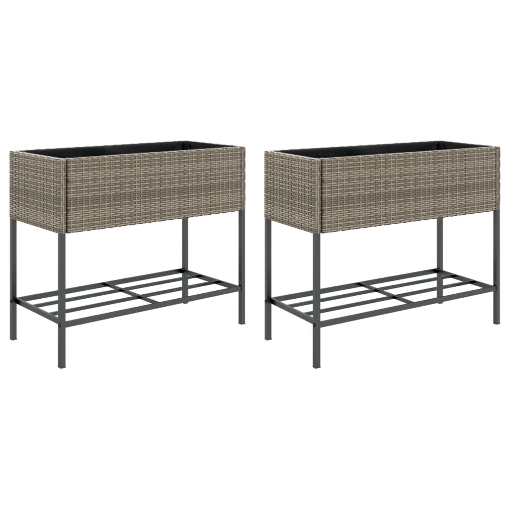 Hochbeete Mit Ablage 2 Stk. 90X40X75 Cm Poly Rattan