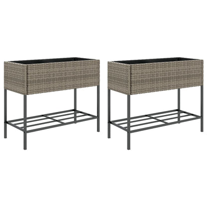 Hochbeete Mit Ablage 2 Stk. 90X40X75 Cm Poly Rattan