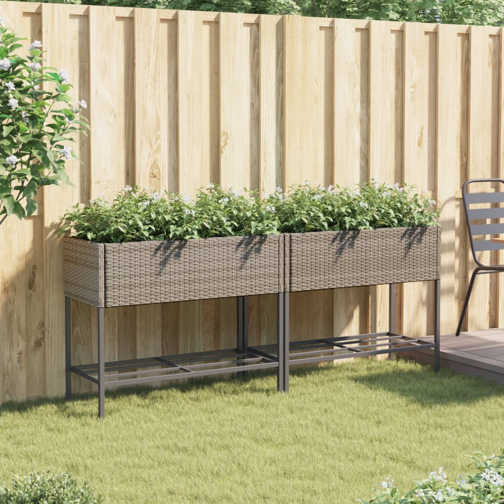 Hochbeete Mit Ablage 2 Stk. 90X40X75 Cm Poly Rattan