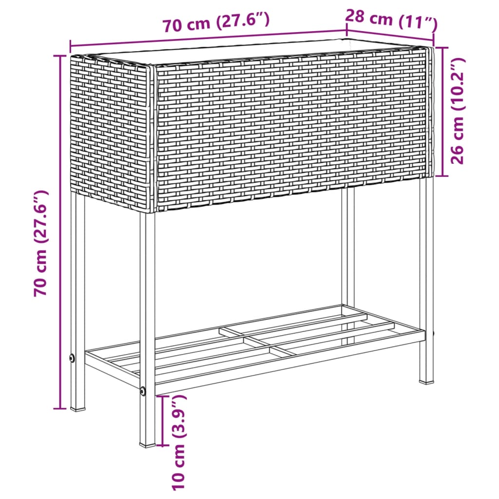 Hochbeete Mit Ablage 2 Stk. 70X28X70 Cm Poly Rattan