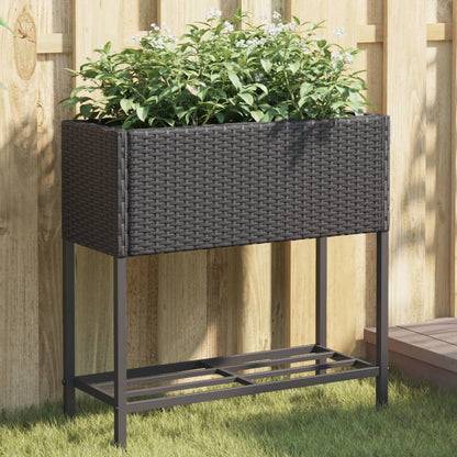 Hochbeete Mit Ablage 2 Stk. 70X28X70 Cm Poly Rattan