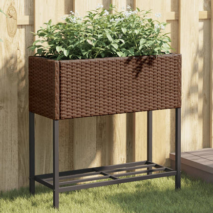 Hochbeete Mit Ablage 2 Stk. 70X28X70 Cm Poly Rattan