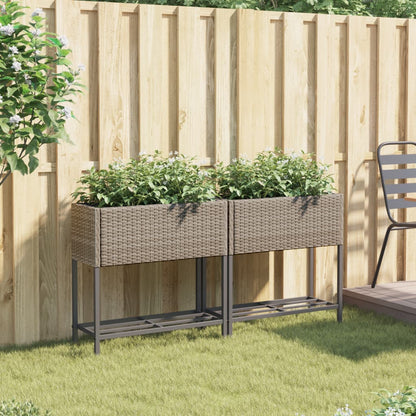 Hochbeete Mit Ablage 2 Stk. 70X28X70 Cm Poly Rattan