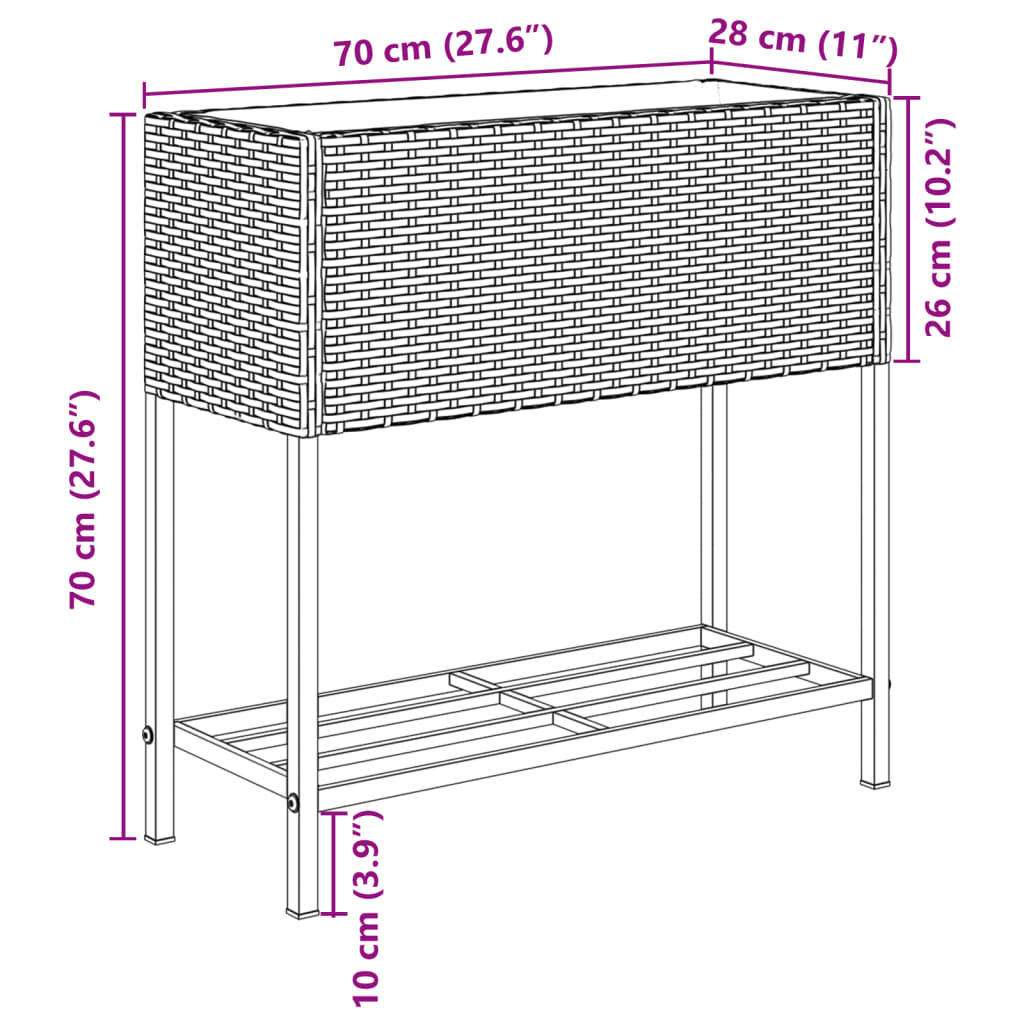Hochbeete Mit Ablage 2 Stk. 70X28X70 Cm Poly Rattan