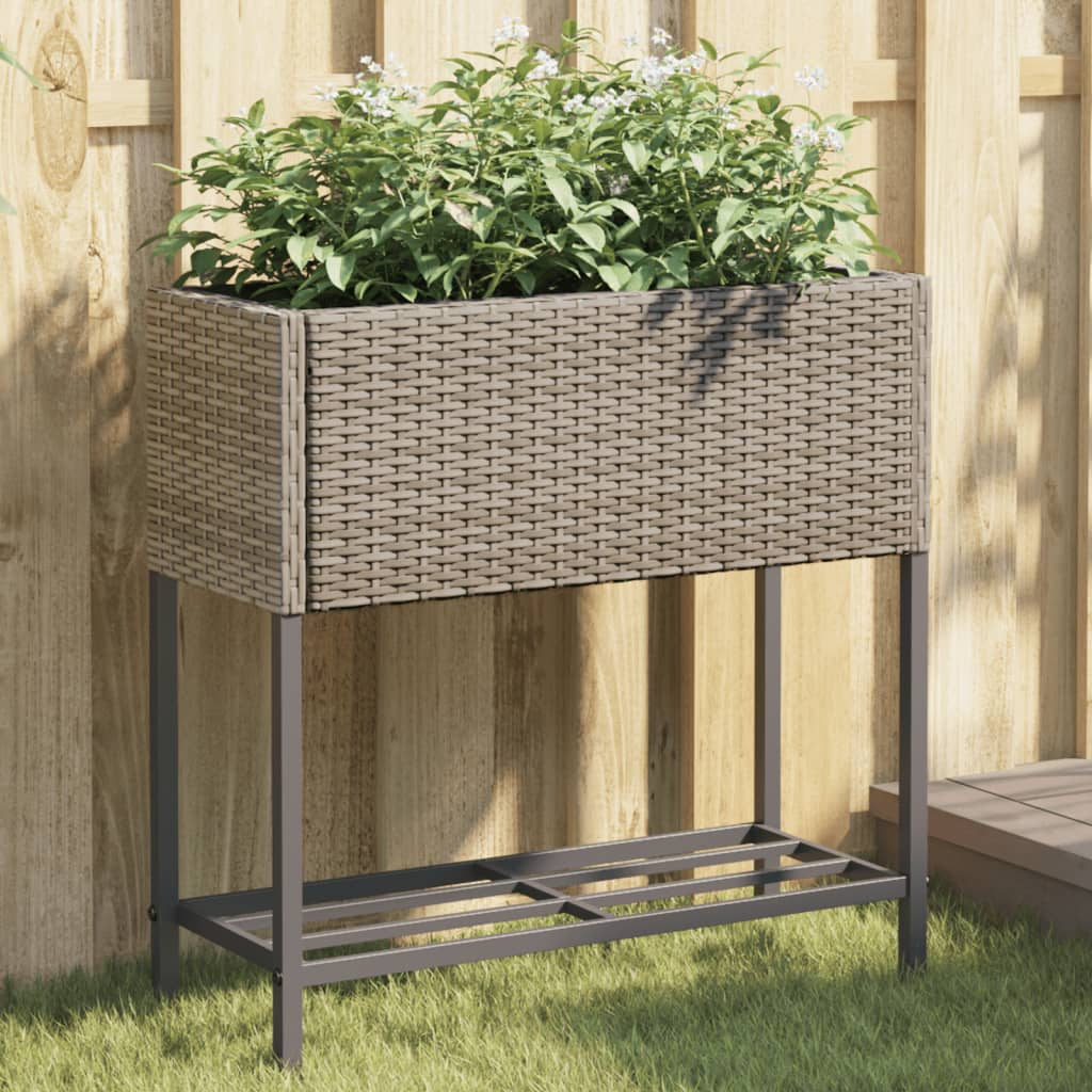 Hochbeete Mit Ablage 2 Stk. 70X28X70 Cm Poly Rattan