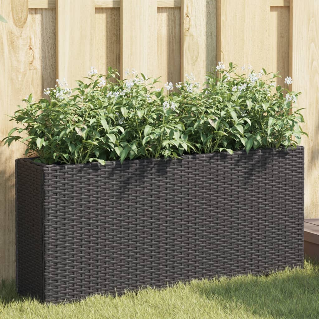Hochbeet Mit 2 Fächern 90X20X40 Cm Poly Rattan