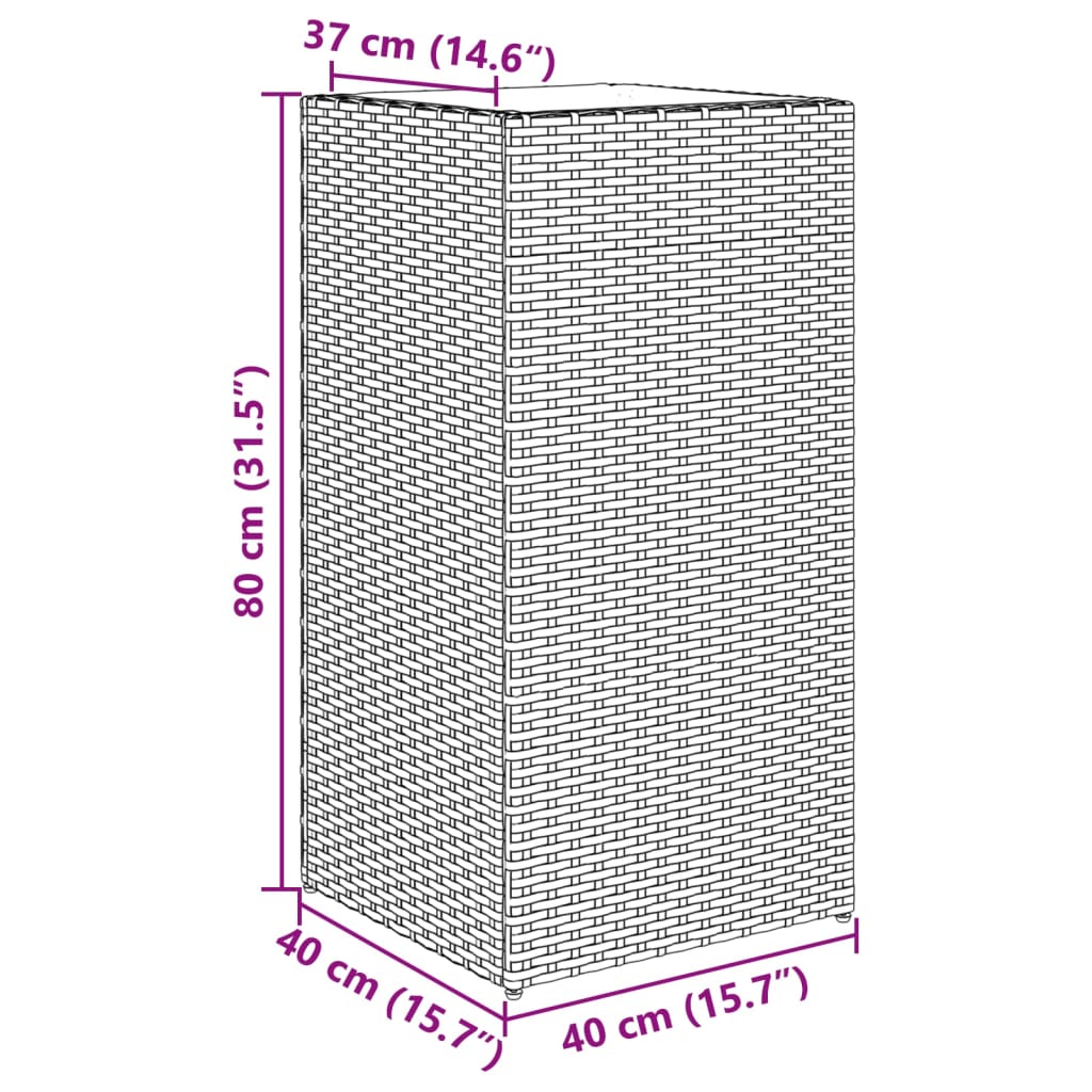 Pflanzkübel 2 Stk. 40X40X80 Cm Poly Rattan