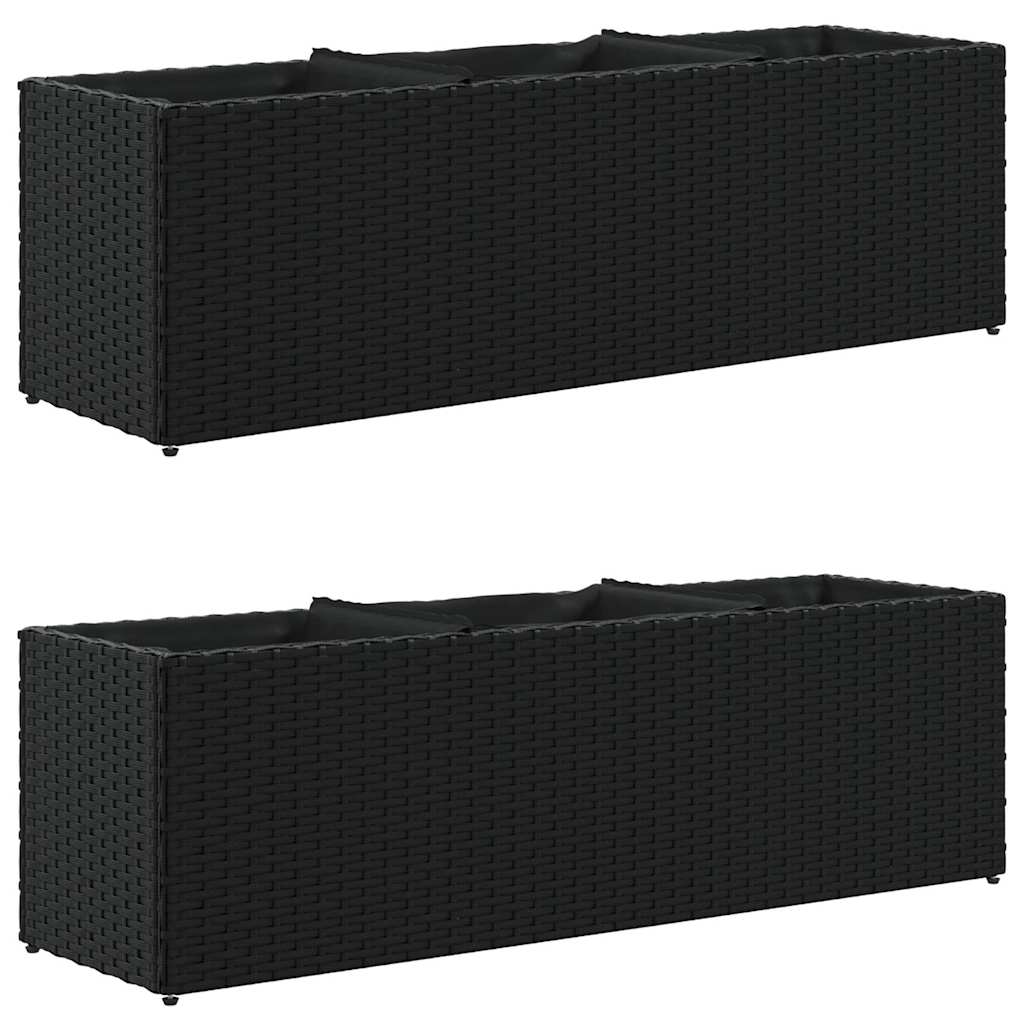 Pflanzkübel Mit 3 Töpfen 2 Stk. 105X30X32Cm Poly Rattan