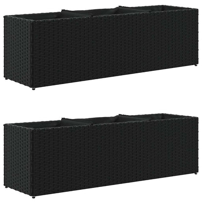 Pflanzkübel Mit 3 Töpfen 2 Stk. 105X30X32Cm Poly Rattan