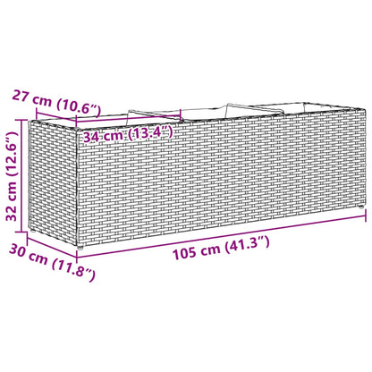 Pflanzkübel Mit 3 Töpfen 2 Stk. 105X30X32Cm Poly Rattan