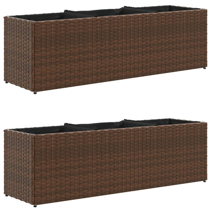 Pflanzkübel Mit 3 Töpfen 2 Stk. 105X30X32 Cm Poly Rattan