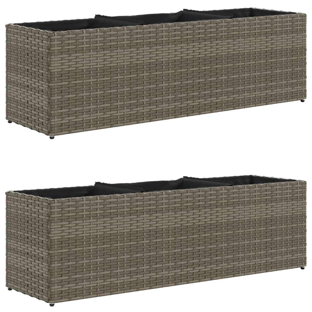 Pflanzkübel Mit 3 Töpfen 2 Stk. 105X30X32 Cm Poly Rattan