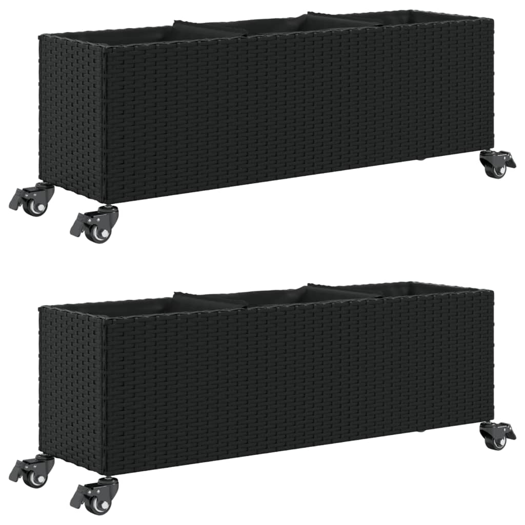 Pflanzkübel Mit Rollen 2 Stk. 107X32X38 Cm Poly Rattan