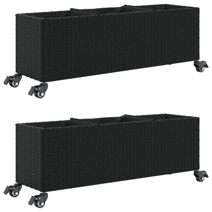 Pflanzkübel Mit Rollen 2 Stk. 107X32X38 Cm Poly Rattan
