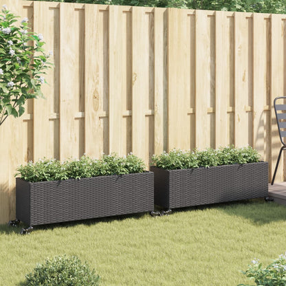 Pflanzkübel Mit Rollen 2 Stk. 107X32X38 Cm Poly Rattan