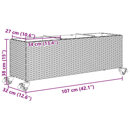 Pflanzkübel Mit Rollen 2 Stk. 107X32X38 Cm Poly Rattan