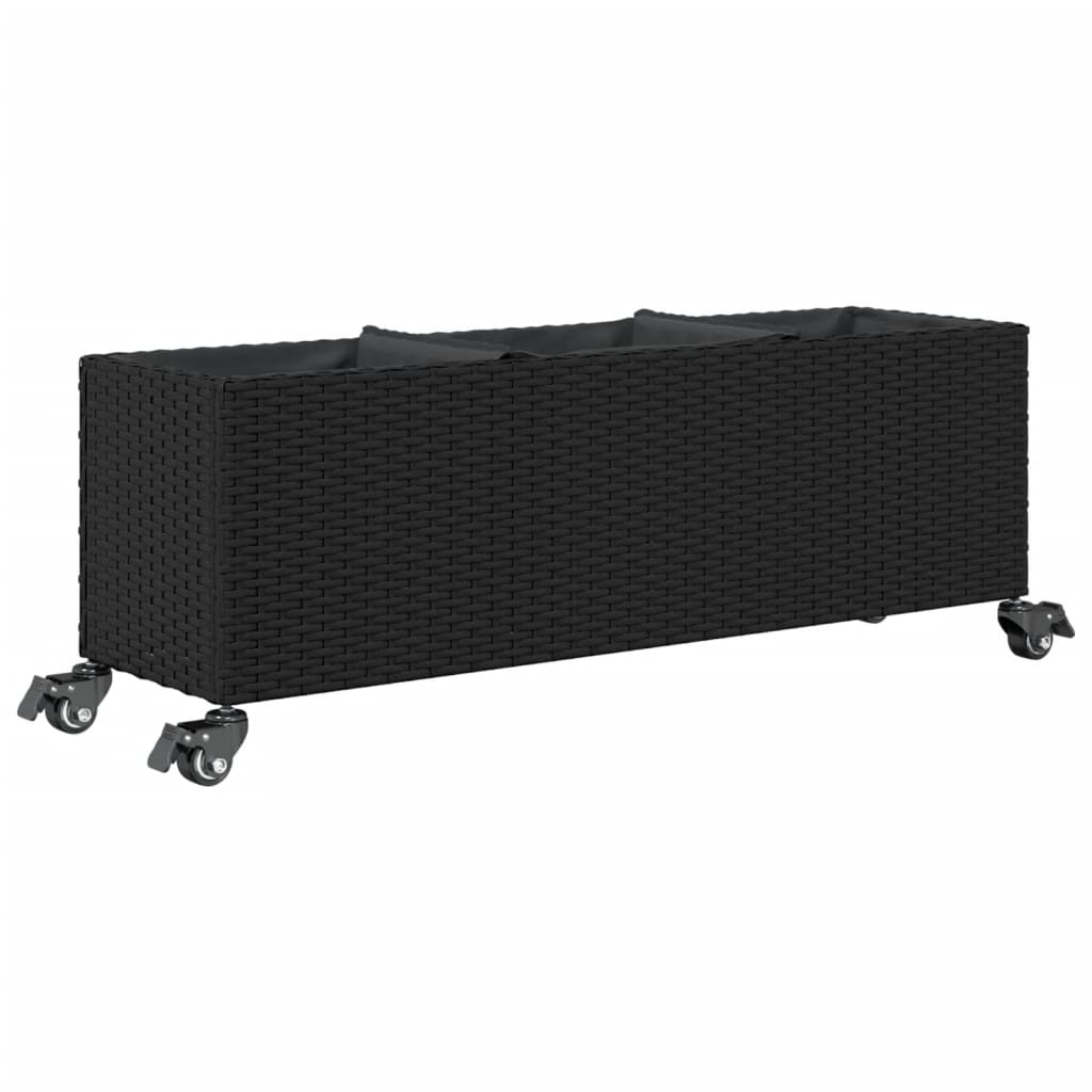 Pflanzkübel Mit Rollen 2 Stk. 107X32X38 Cm Poly Rattan