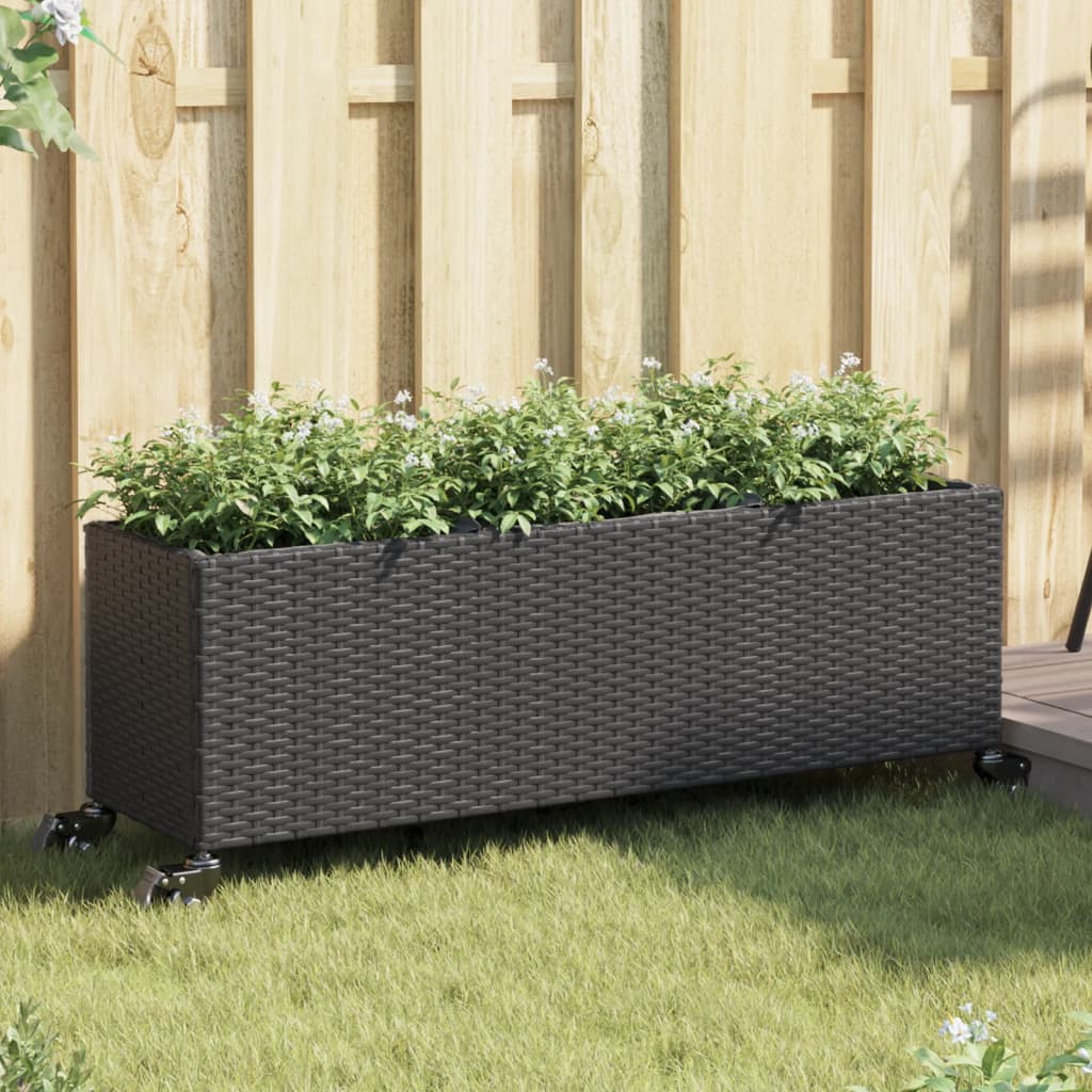 Pflanzkübel Mit Rollen 2 Stk. 107X32X38 Cm Poly Rattan