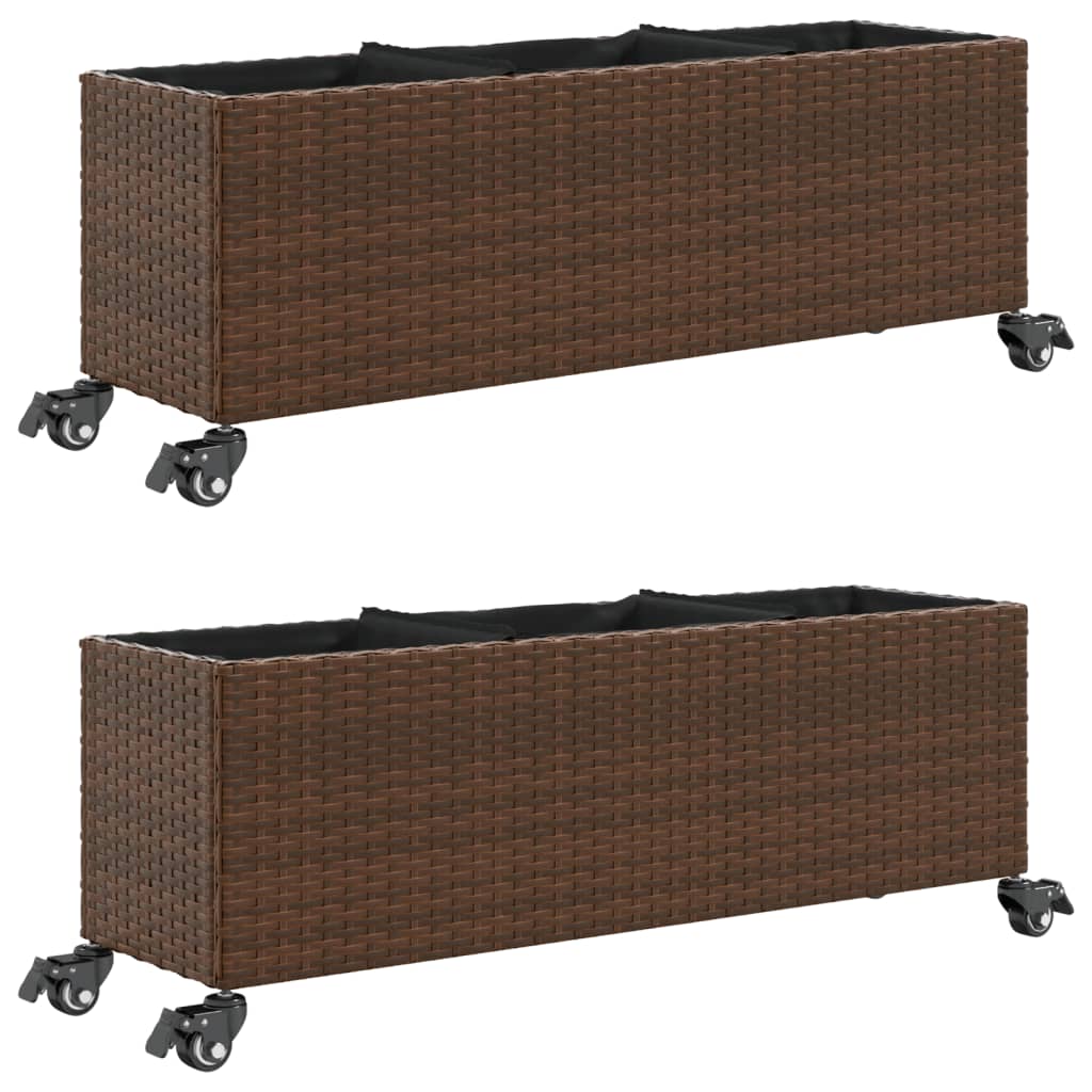 Pflanzkübel Mit Rollen 2 Stk. 107X32X38 Cm Poly Rattan