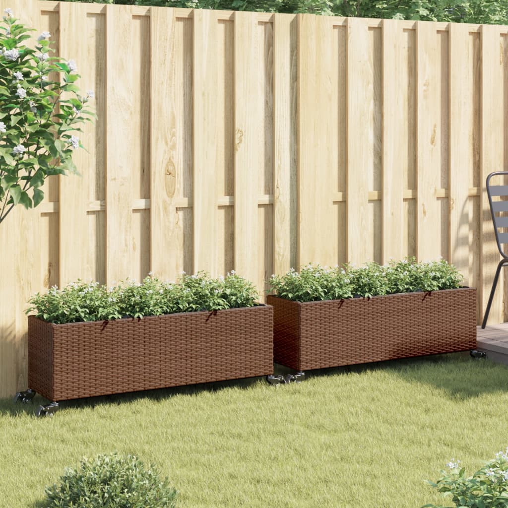 Pflanzkübel Mit Rollen 2 Stk. 107X32X38 Cm Poly Rattan