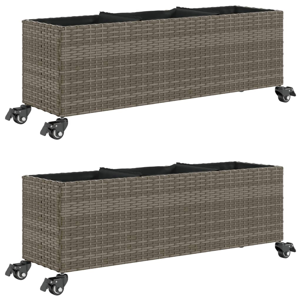 Pflanzkübel Mit Rollen 2 Stk. 107X32X38 Cm Poly Rattan