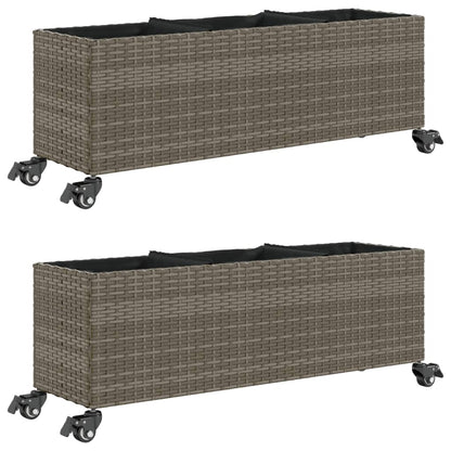Pflanzkübel Mit Rollen 2 Stk. 107X32X38 Cm Poly Rattan
