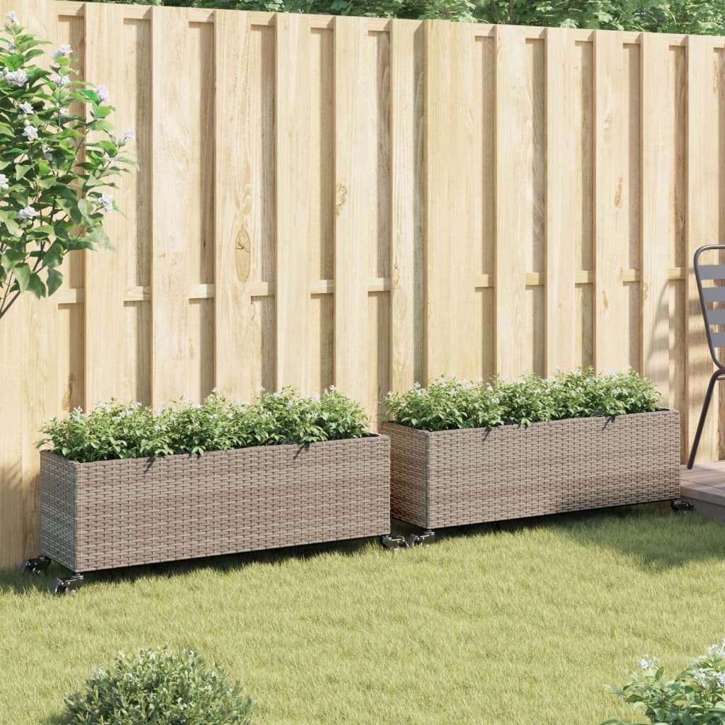 Pflanzkübel Mit Rollen 2 Stk. 107X32X38 Cm Poly Rattan