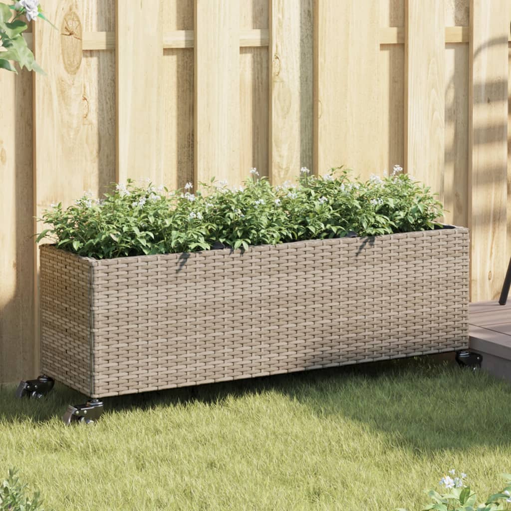 Pflanzkübel Mit Rollen 2 Stk. 107X32X38 Cm Poly Rattan