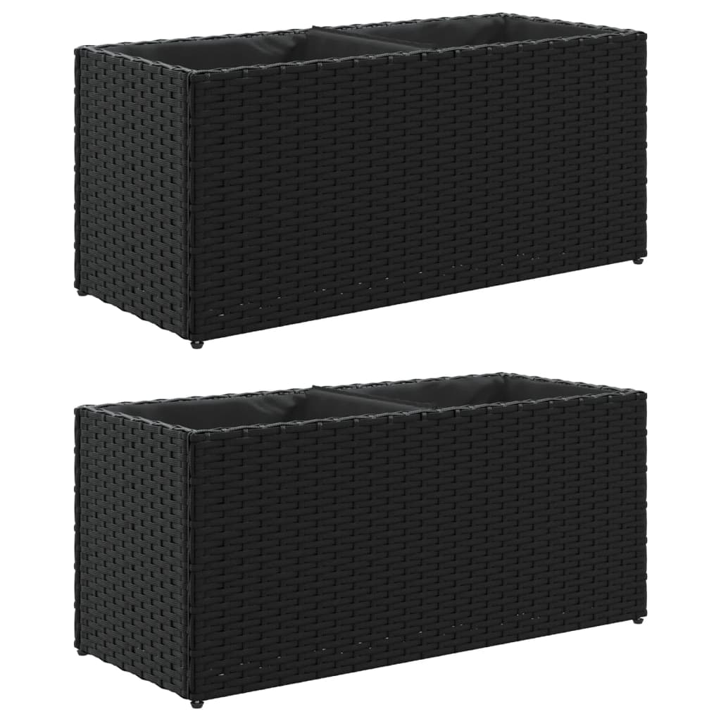 Pflanzkübel Mit 2 Töpfen 2 Stk. 72X30X32 Cm Poly Rattan
