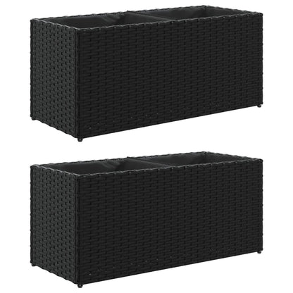 Pflanzkübel Mit 2 Töpfen 2 Stk. 72X30X32 Cm Poly Rattan