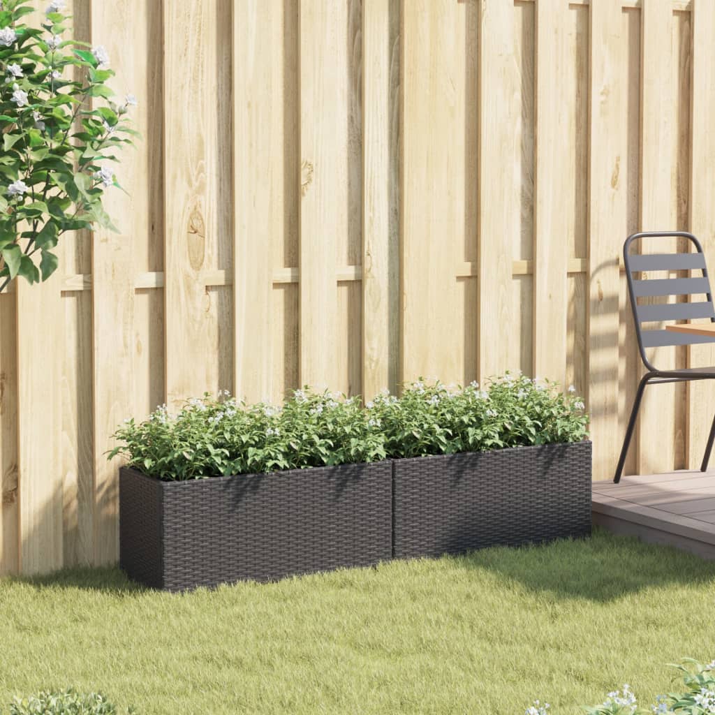 Pflanzkübel Mit 2 Töpfen 2 Stk. 72X30X32 Cm Poly Rattan