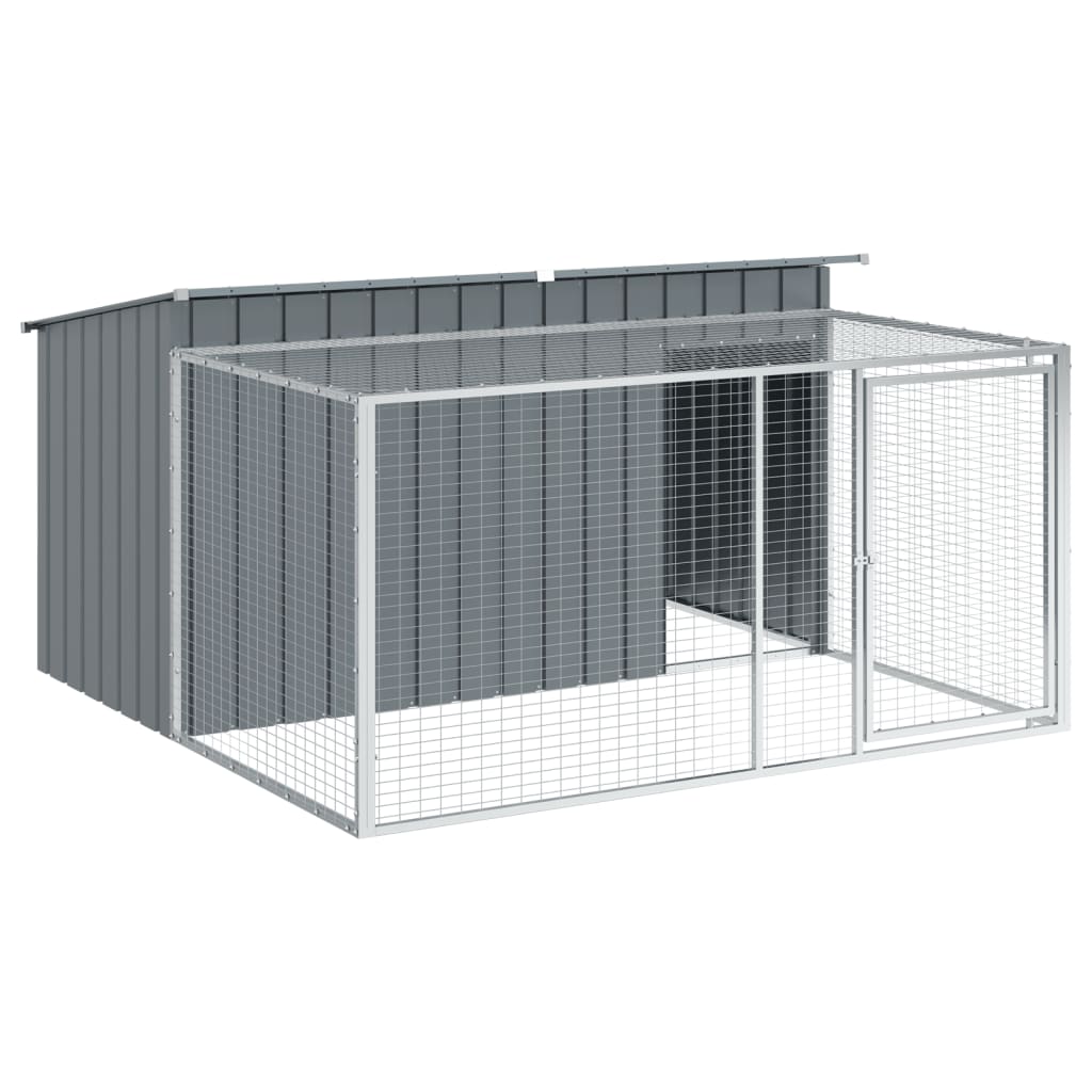 Hundehütte Mit Auslauf Anthrazit Verzinkter Stahl