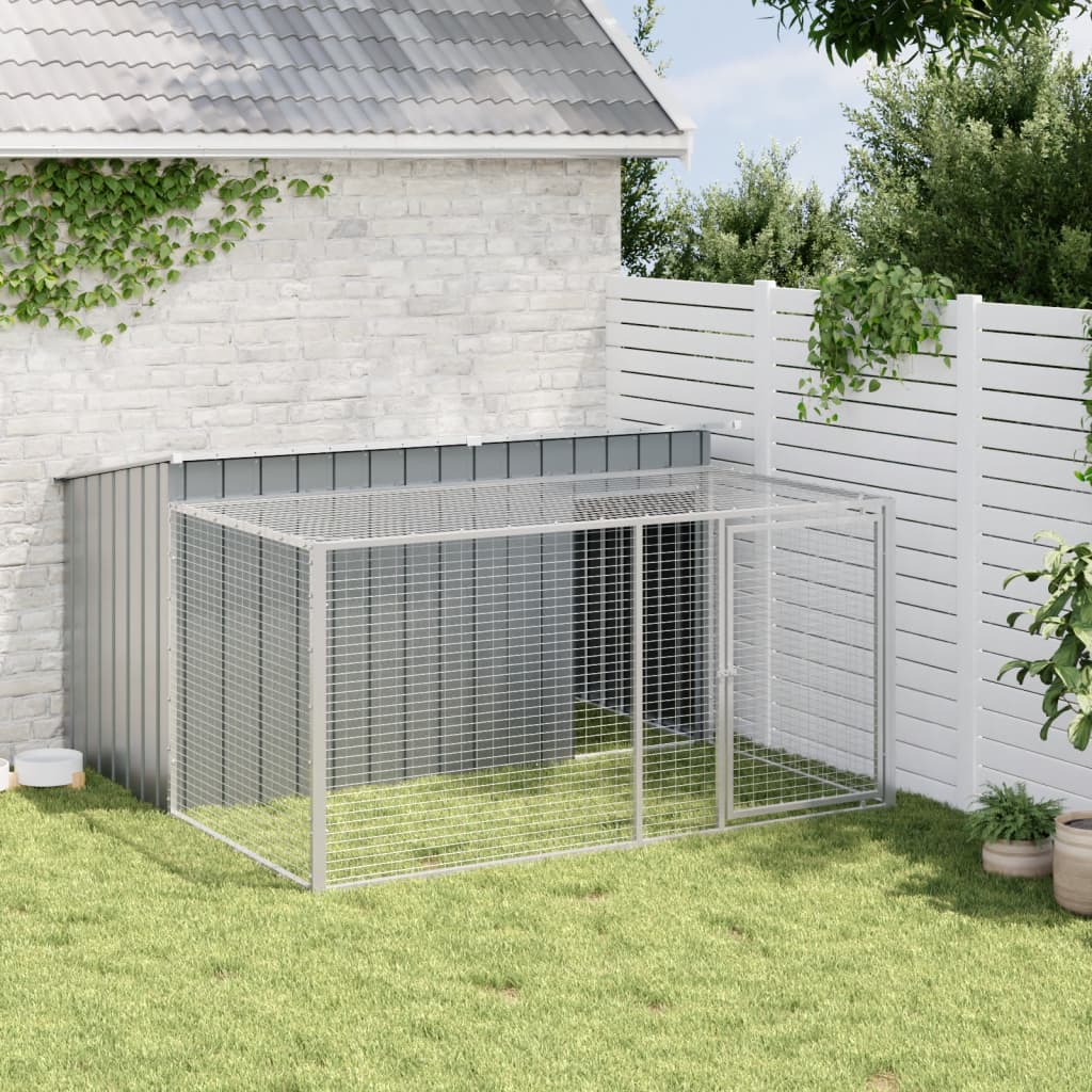 Hundehütte Mit Auslauf Anthrazit Verzinkter Stahl