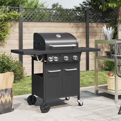 Gasgrill Mit 7 Flammen Schwarz Pulverbeschichteter Stahl