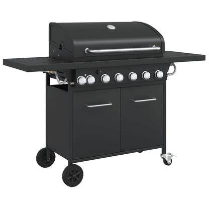 Gasgrill Mit 7 Flammen Schwarz Pulverbeschichteter Stahl