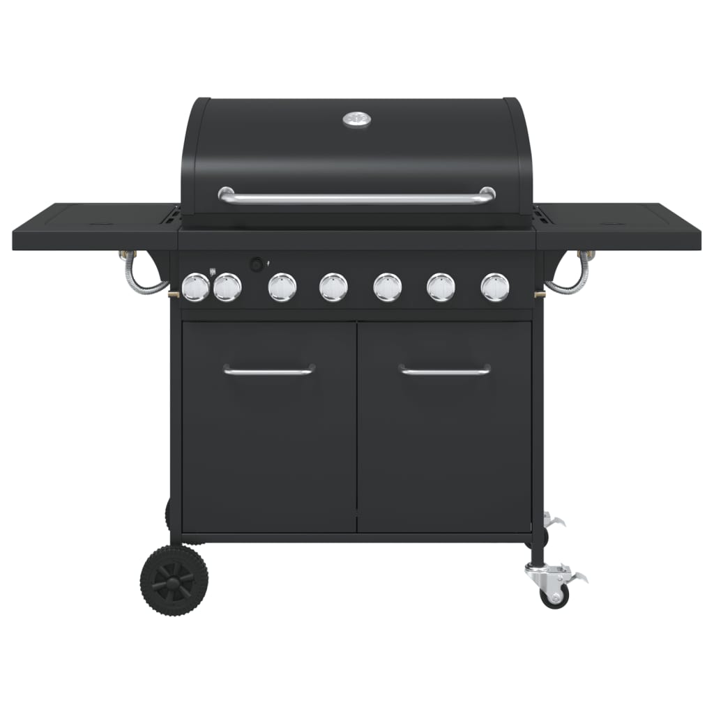 Gasgrill Mit 7 Flammen Schwarz Pulverbeschichteter Stahl