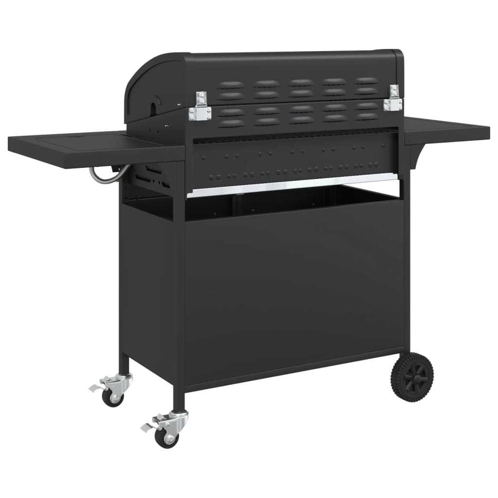Gasgrill Mit 7 Flammen Schwarz Pulverbeschichteter Stahl