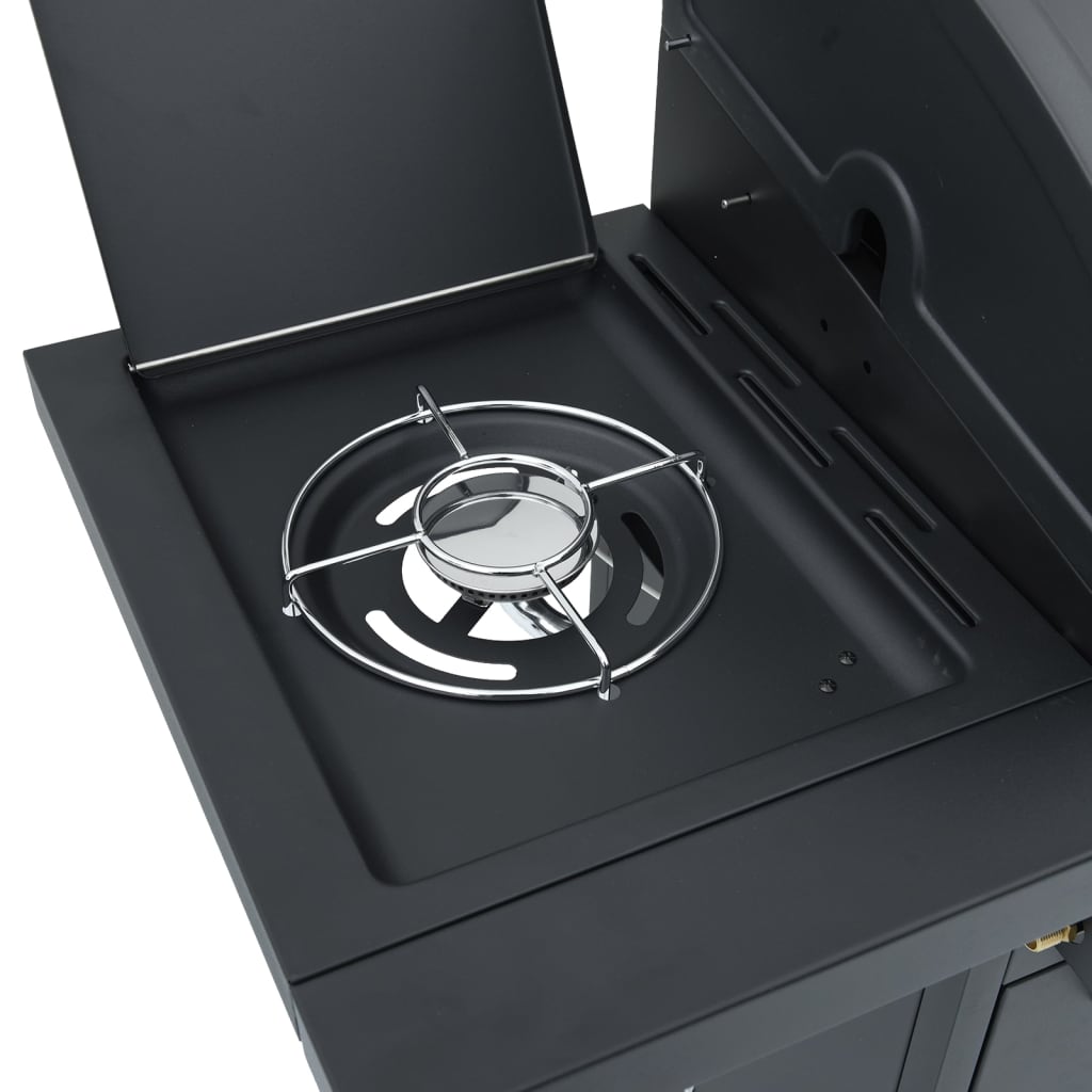Gasgrill Mit 7 Flammen Schwarz Pulverbeschichteter Stahl