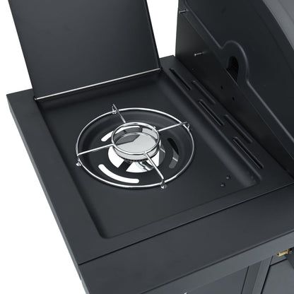 Gasgrill Mit 7 Flammen Schwarz Pulverbeschichteter Stahl