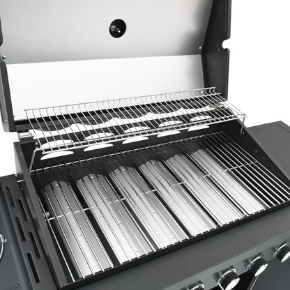 Gasgrill Mit 7 Flammen Schwarz Pulverbeschichteter Stahl