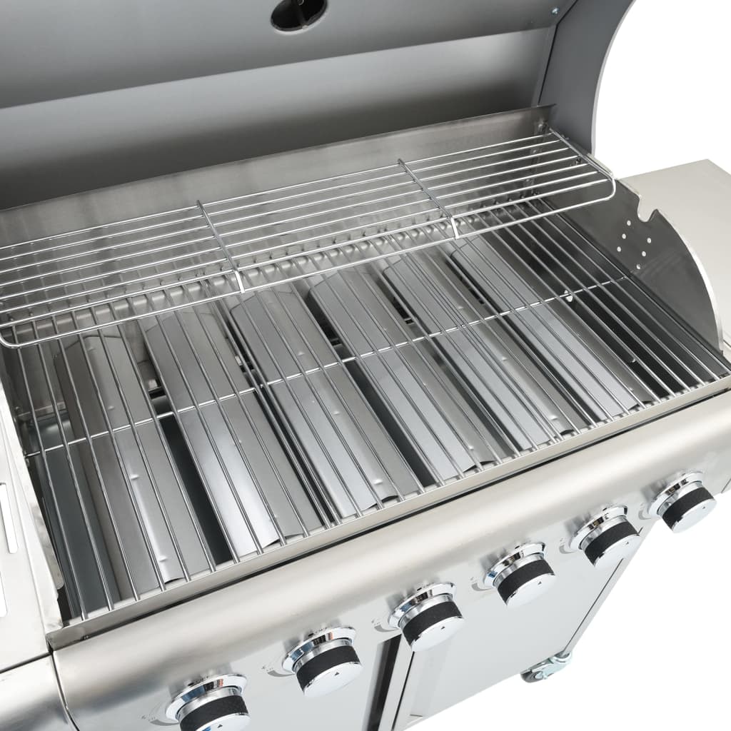 Gasgrill Mit 7 Flammen Silbern Edelstahl