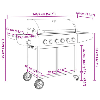 Gasgrill Mit 7 Flammen Silbern Edelstahl