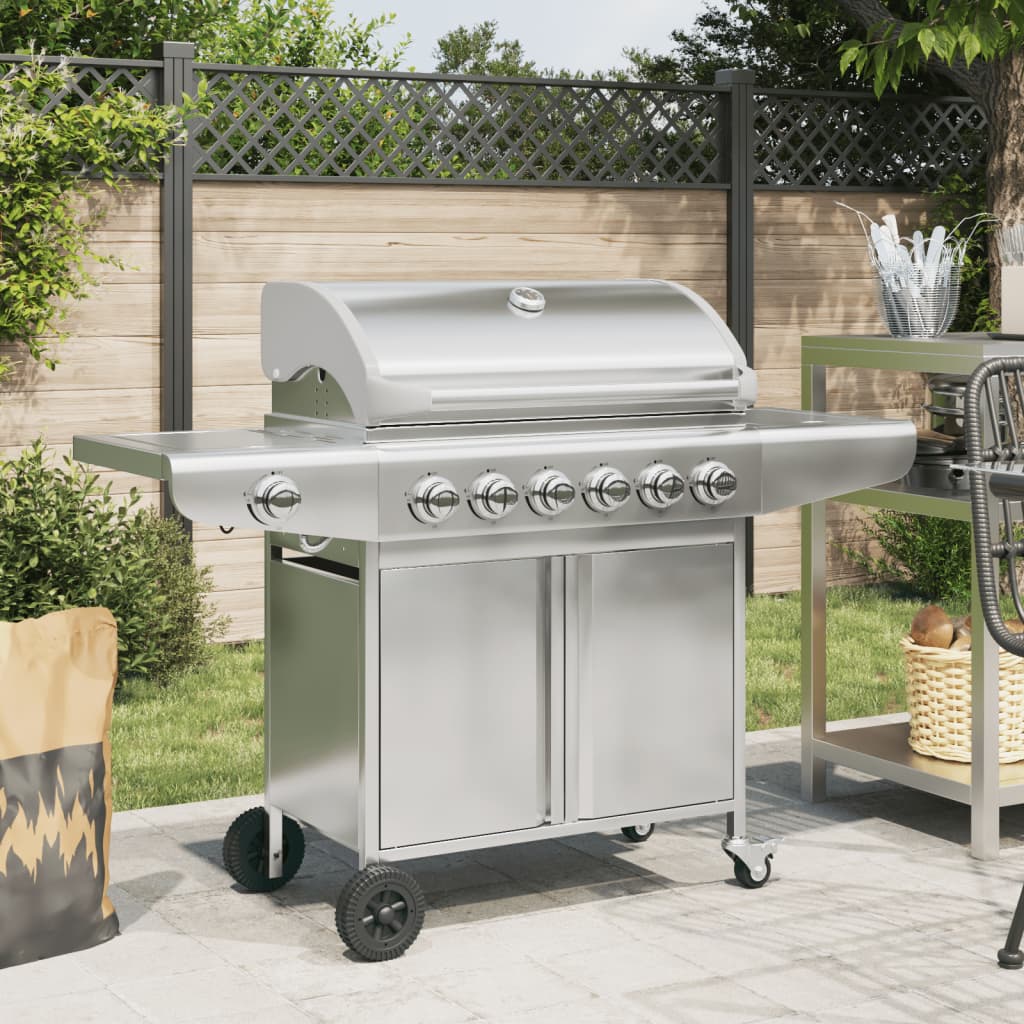 Gasgrill Mit 7 Flammen Silbern Edelstahl